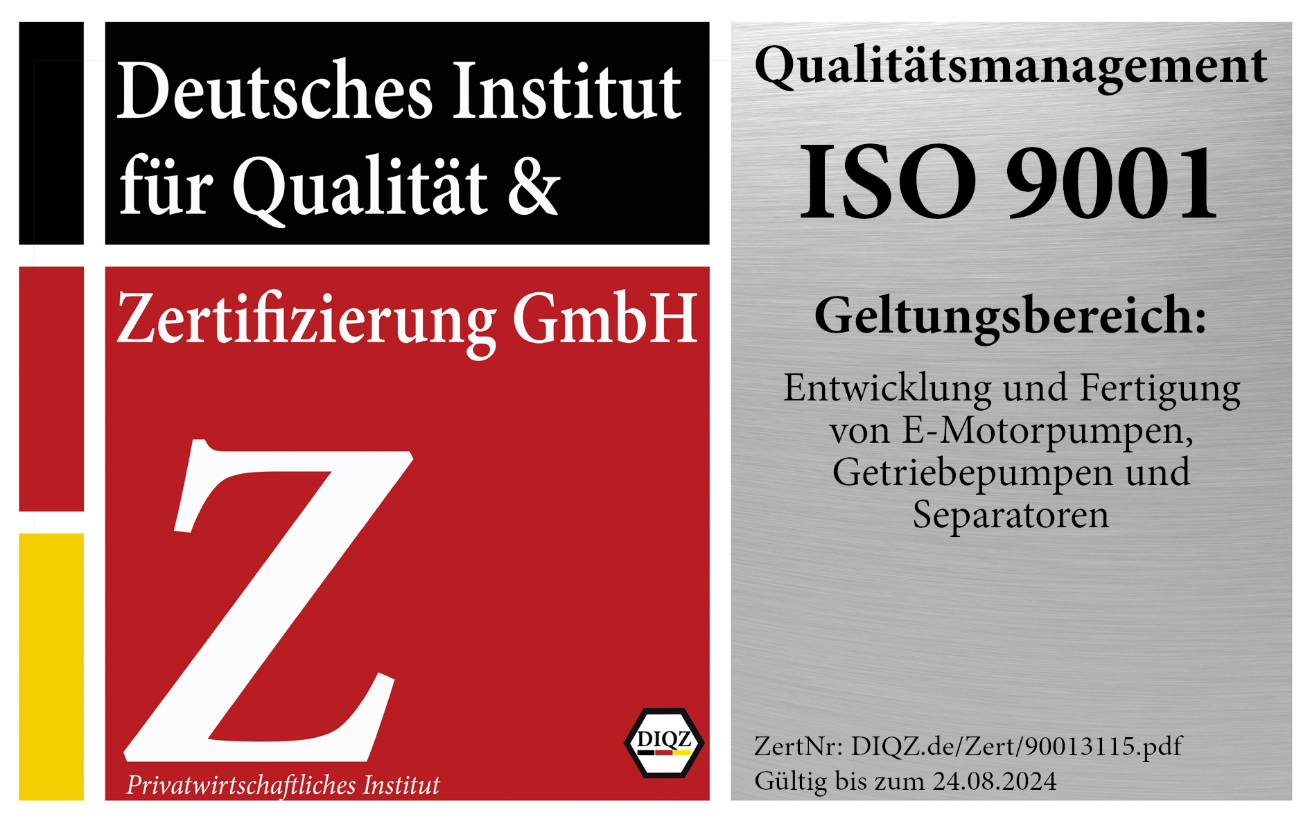 Euro-P ISO9001 Zertifikat